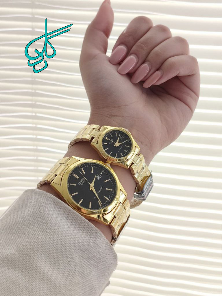 خرید ست ساعت مردانه و زنانه کاسیو تقویم دار رنگ ثابت دارای قفل ضامن دار کیفیت عالی رنگ بندی متنوع کد 2115660 - ردگل
