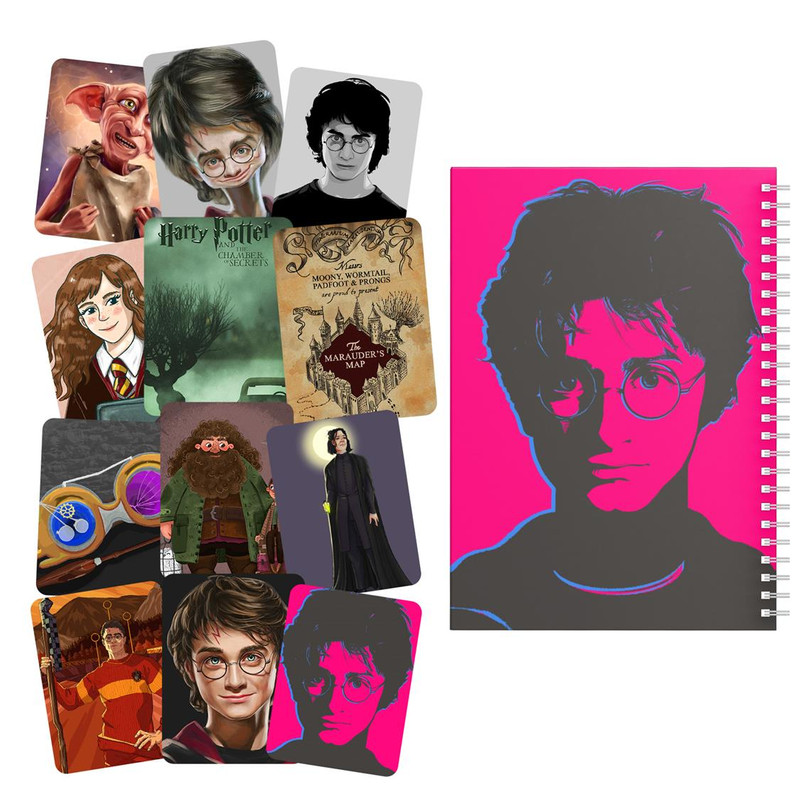 دفتر مشق باژیکان طرح هری پاتر کد 20211693 به همراه استیکر لپ تاپ مجموعه 12 عددی
