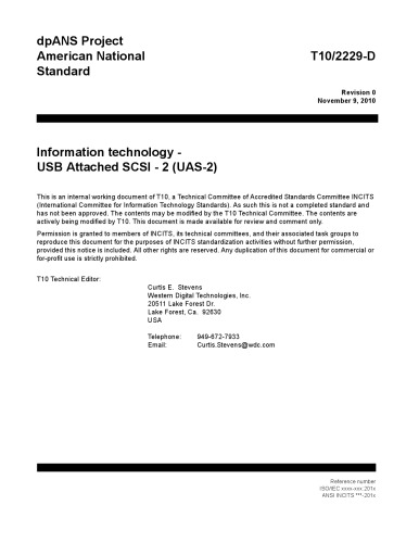خرید و دانلود نسخه کامل کتاب USB Attached SCSI - 2 (UAS-2 r00)