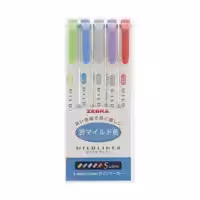 ماژیک علامت گذار دو سر زبرا مدل MILDLINER طرح Cool and Refined Colors بسته 5 عددی