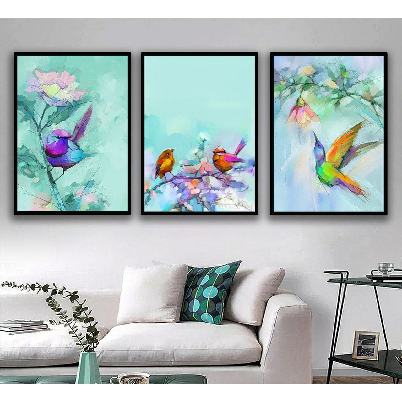 تابلو مدل نقاشی پرنده ها mj14 مجموعه 3 عددی