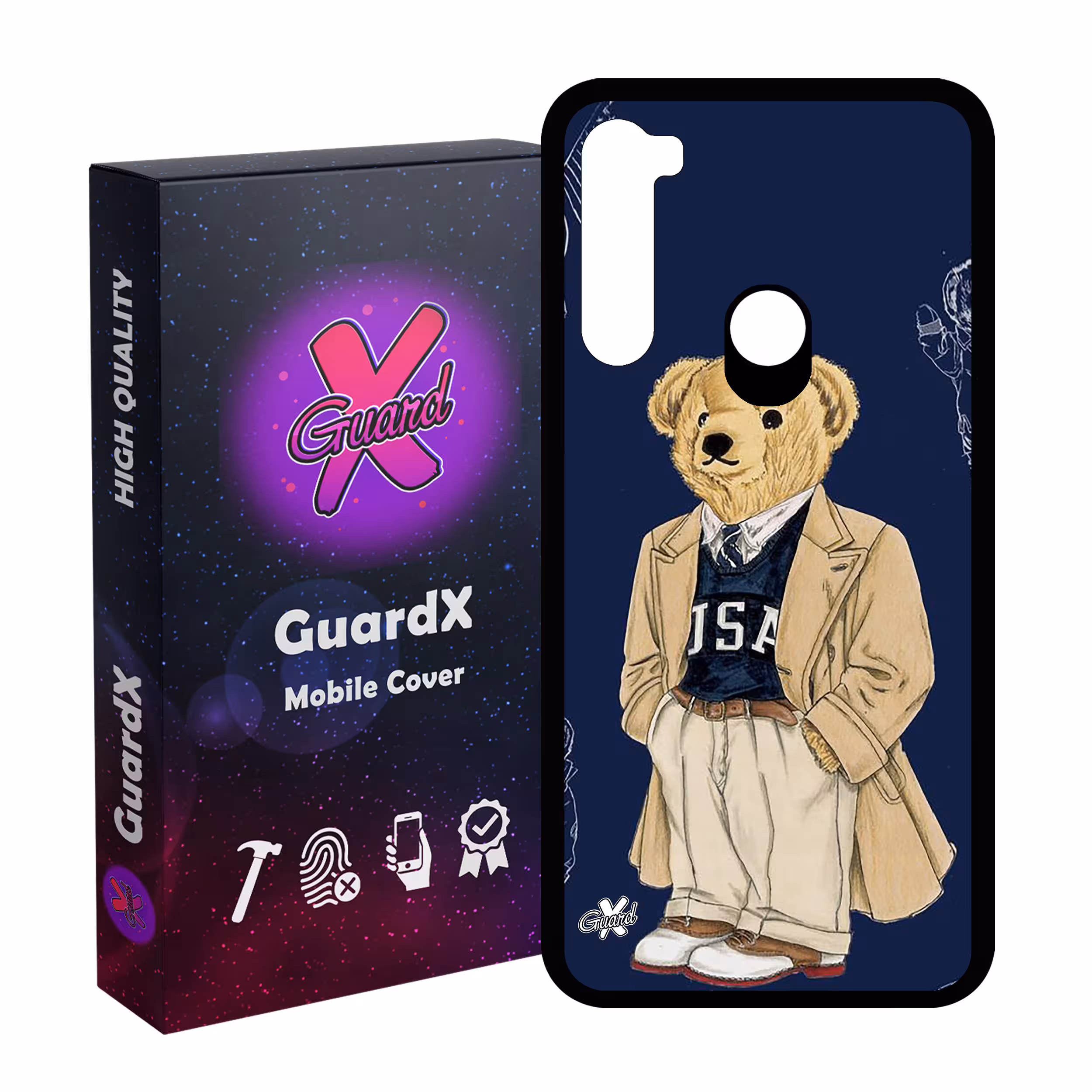 کاور گارد ایکس طرح خرس مدل Glass10427 مناسب برای گوشی موبایل شیائومی Redmi Note 8