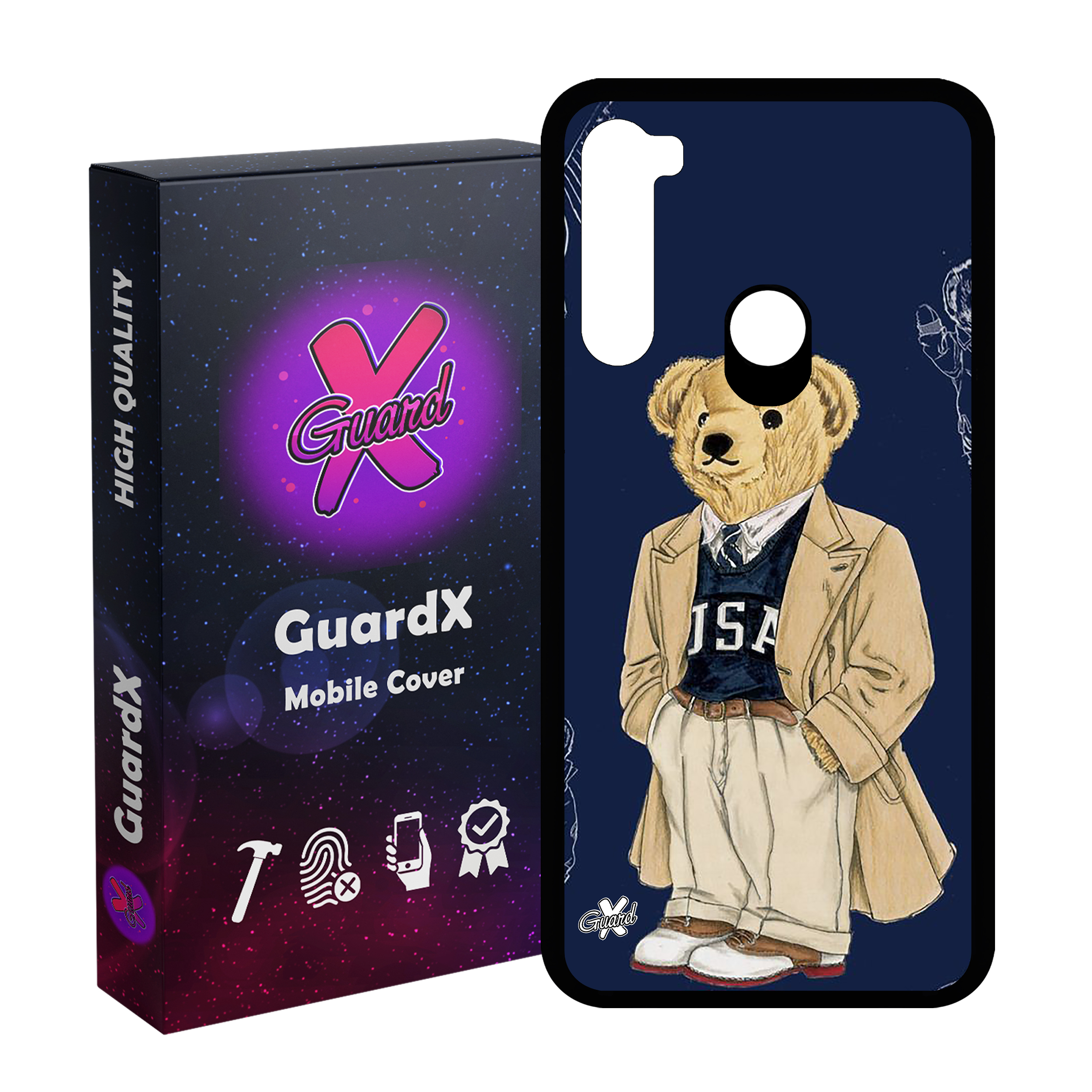 کاور گارد ایکس طرح خرس مدل Glass10427 مناسب برای گوشی موبایل شیائومی Redmi Note 8