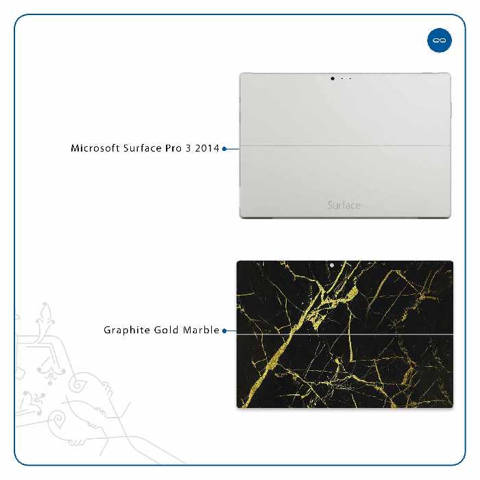 برچسب پوششی ماهوت مدل Graphite-Gold-Marble مناسب برای تبلت مایکروسافت Surface Pro 3 2014