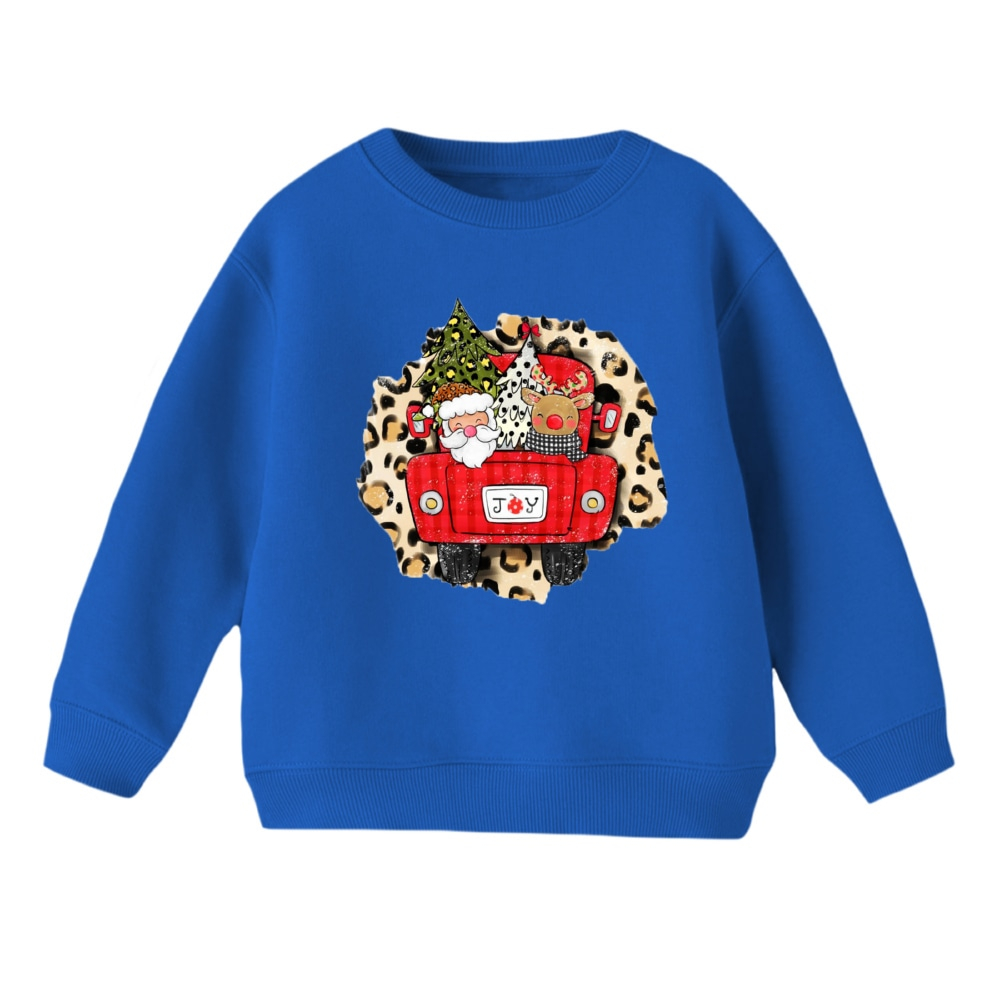 سویشرت بچگانه مدل بابانوئل و گوزن کریسمس کد 3 رنگ آبی