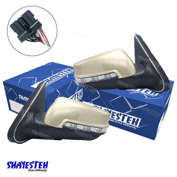 آینه برقی راهنمادار پژو پارس با قاب بژ (سوکت جدید) بدون لرزش برند SHAYESTEH شرکتی