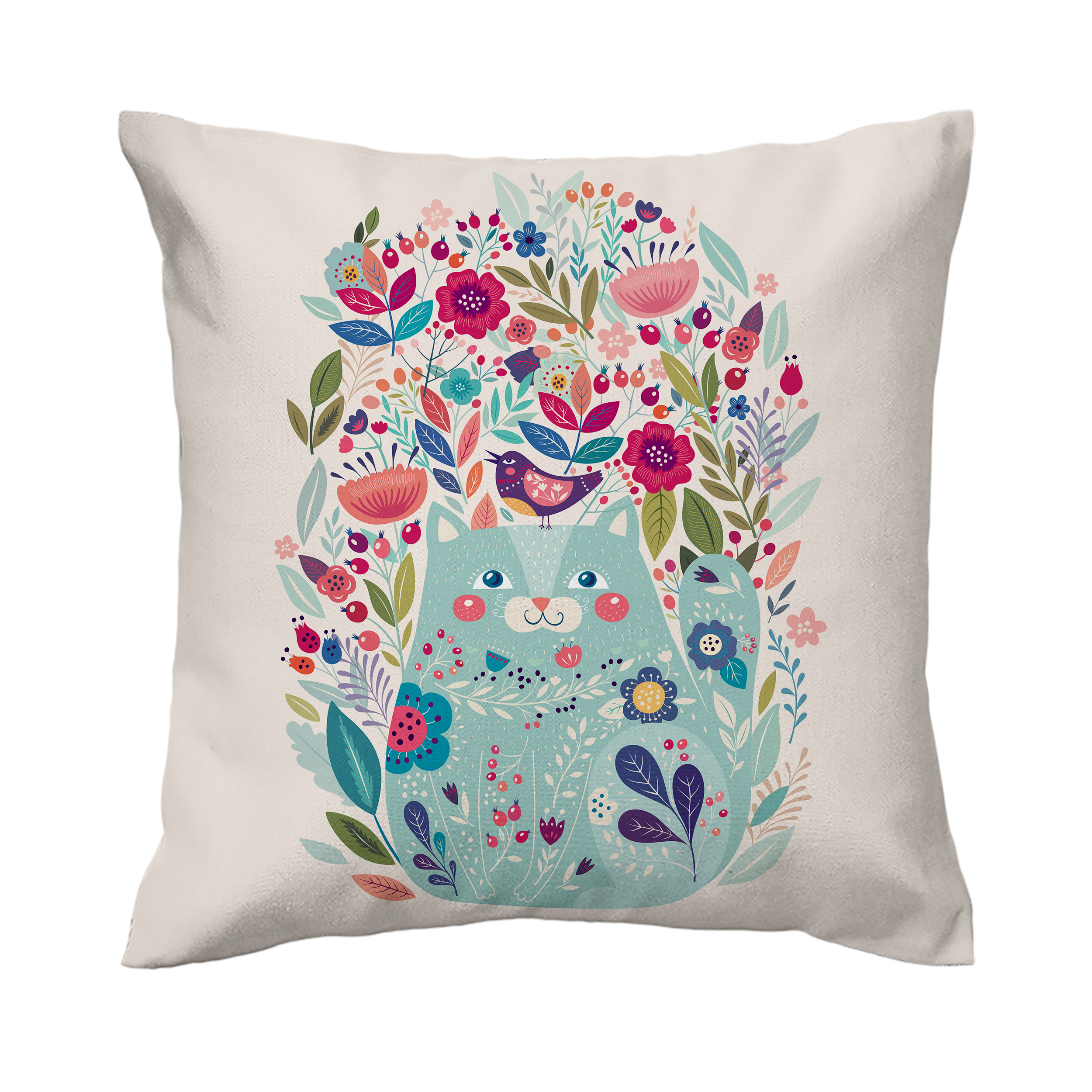 کاور کوسن طرح گل و گربه کد 397