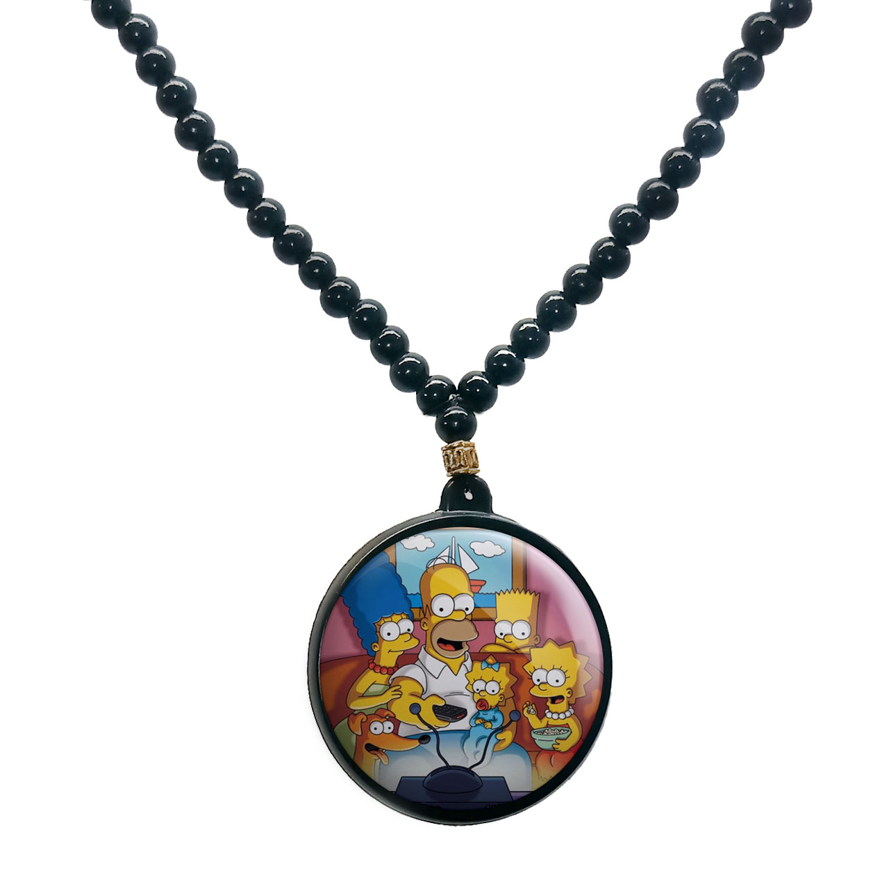 گردنبند پرمانه طرح سیمپسون ها کد pmd.21331 مدل دو طرفه