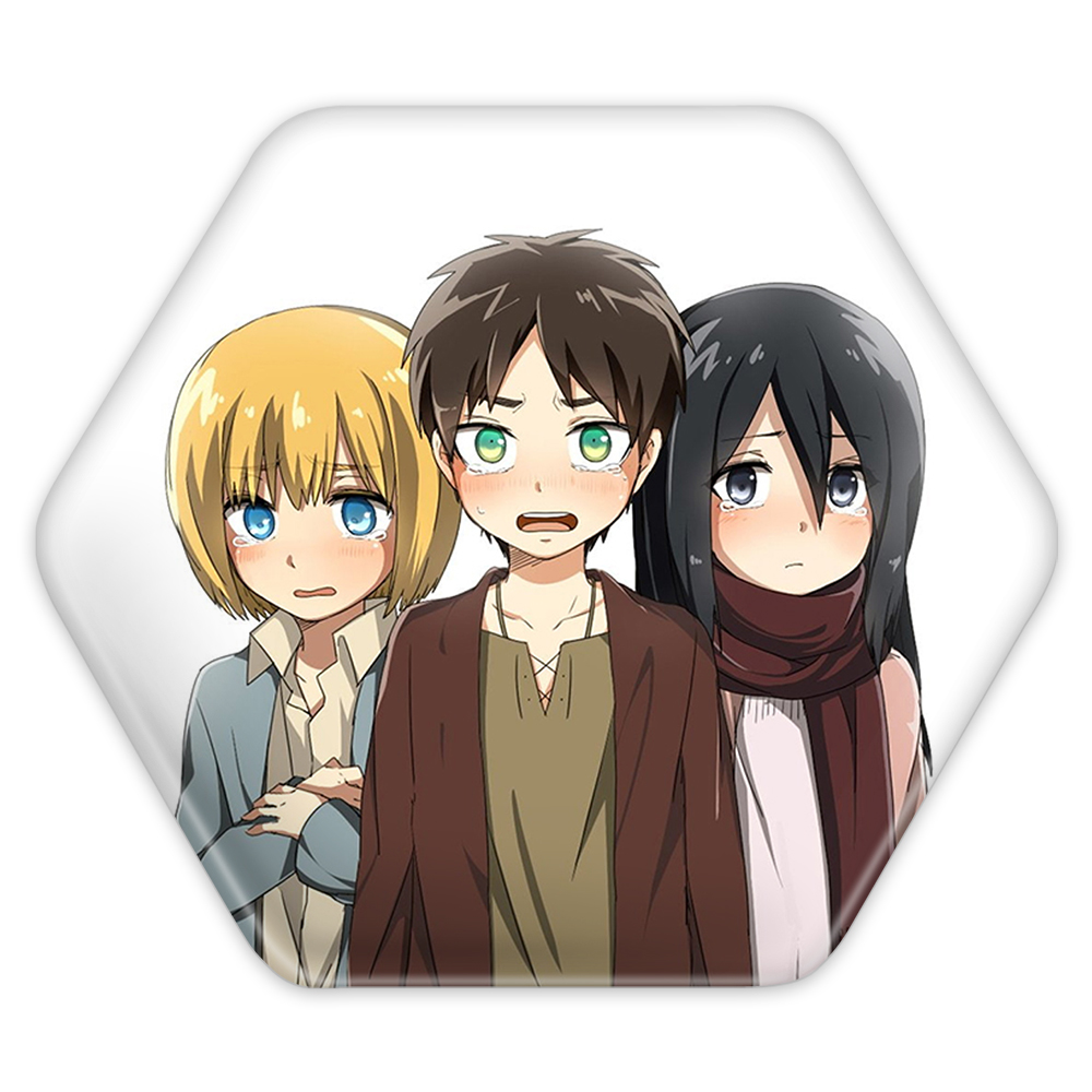 پیکسل خندالو طرح ارن و میکاسا و ارمین انیمه اتک آن تایتان مدل شش ضلعی کد 11030