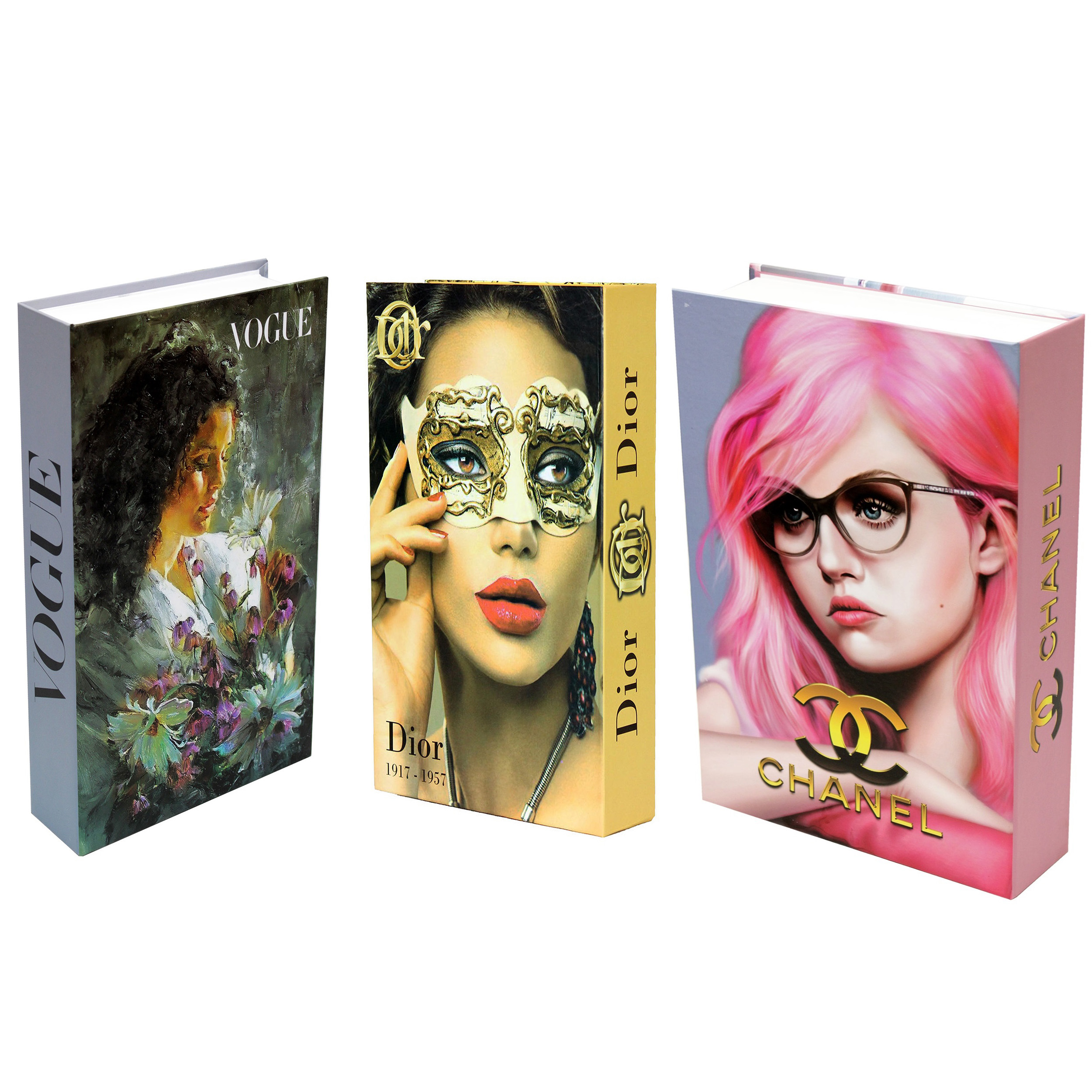 جعبه دکوری مدل کتاب دکوراتیو کد PNK DR ABG 301 مجموعه سه عددی