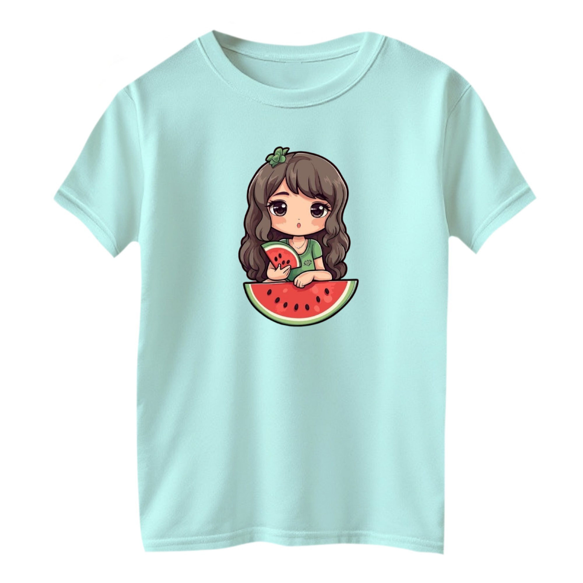 تی شرت آستین کوتاه بچگانه مدل دخترک یلدایی کد 36 رنگ آبی روشن – 35