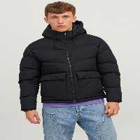 کاپشن مشکی مردانه Jack Jones کت پفی کلاهدار طرح دار با لوگو Vesterbro Jack &amp; Jones