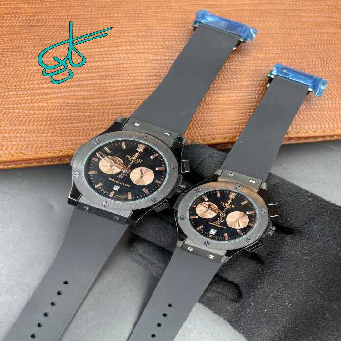 خرید ست ساعت زنانه و مردانه هابلوت Hublot سه موتوره فعال بند رابر کد 2115852 - ردگل