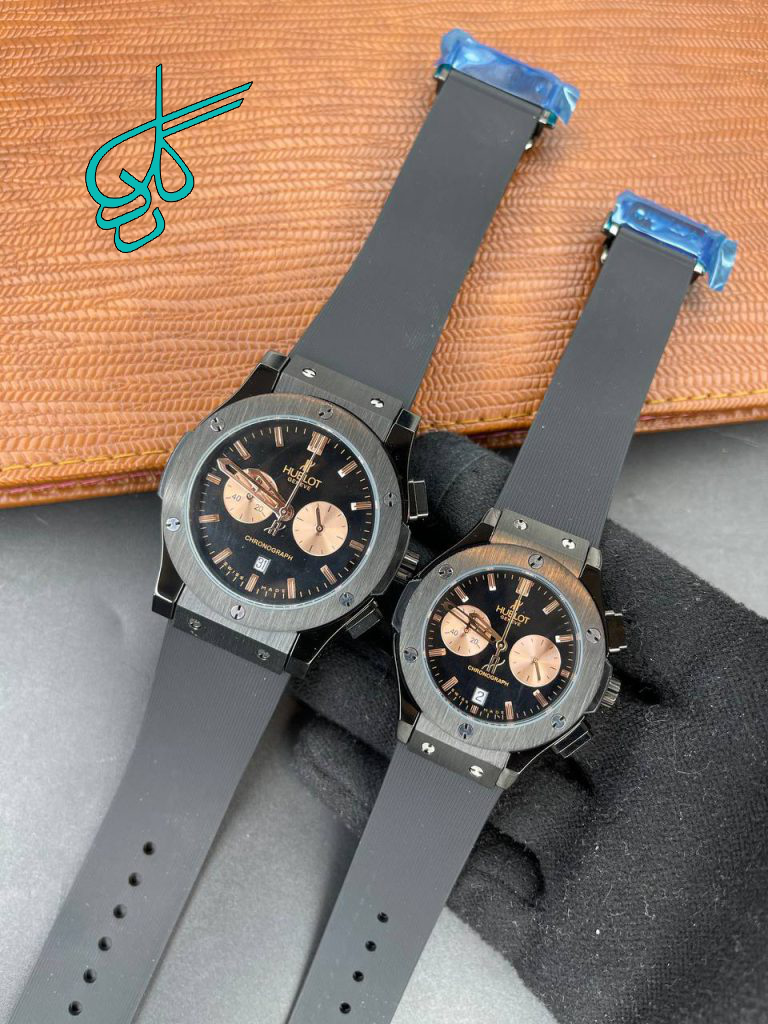 خرید ست ساعت زنانه و مردانه هابلوت Hublot سه موتوره فعال بند رابر کد 2115852 - ردگل