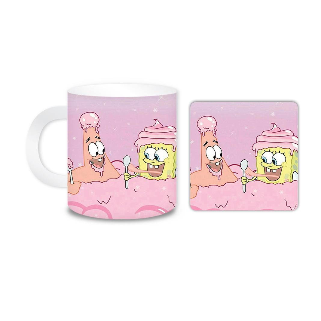 ماگ مدل باب اسفنجی کد 1815 به همراه زیر لیوانی