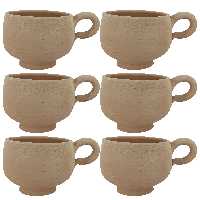 فنجان سفالی خام کد 1  مجموعه 6 عددی