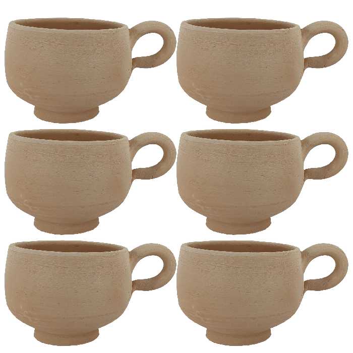 فنجان سفالی خام کد 1  مجموعه 6 عددی