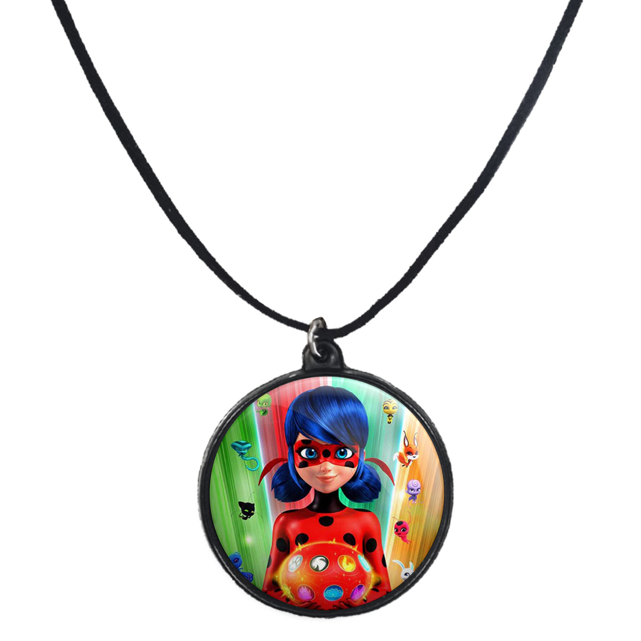 گردنبند پرمانه طرح کفشدوزکی کد pmb.7508 مدل دو طرفه