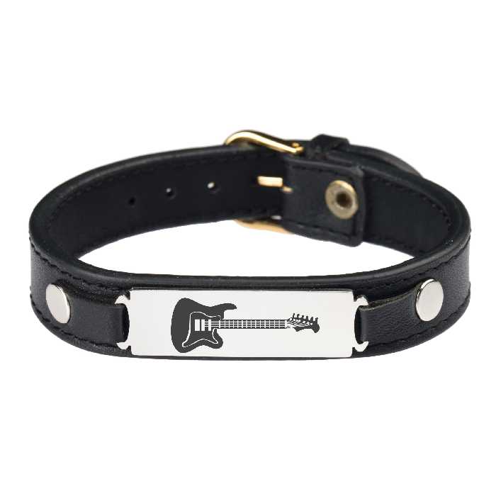 دستبند گيلواره زراوشان مدل چرم طرح گیتار کد CH27