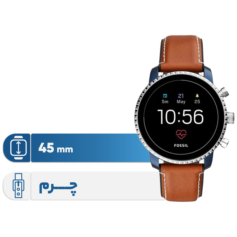 ساعت هوشمند فسیل مدل FTW4016 دارای قابلیت های صفحه نمایش رنگی بند چرم | کالا مکس