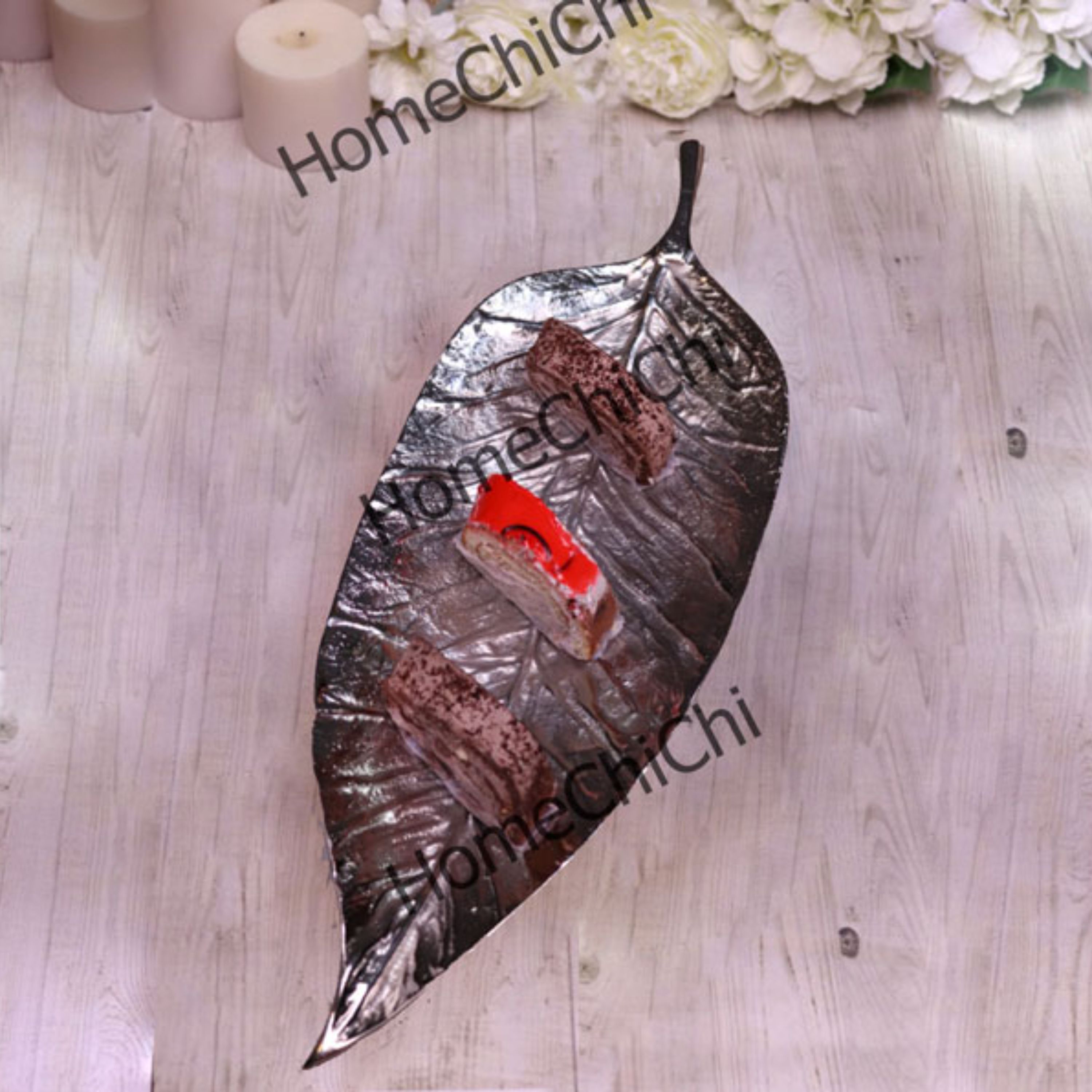 رولت خوری طرح برگ گردو الومینیومی نقره ای