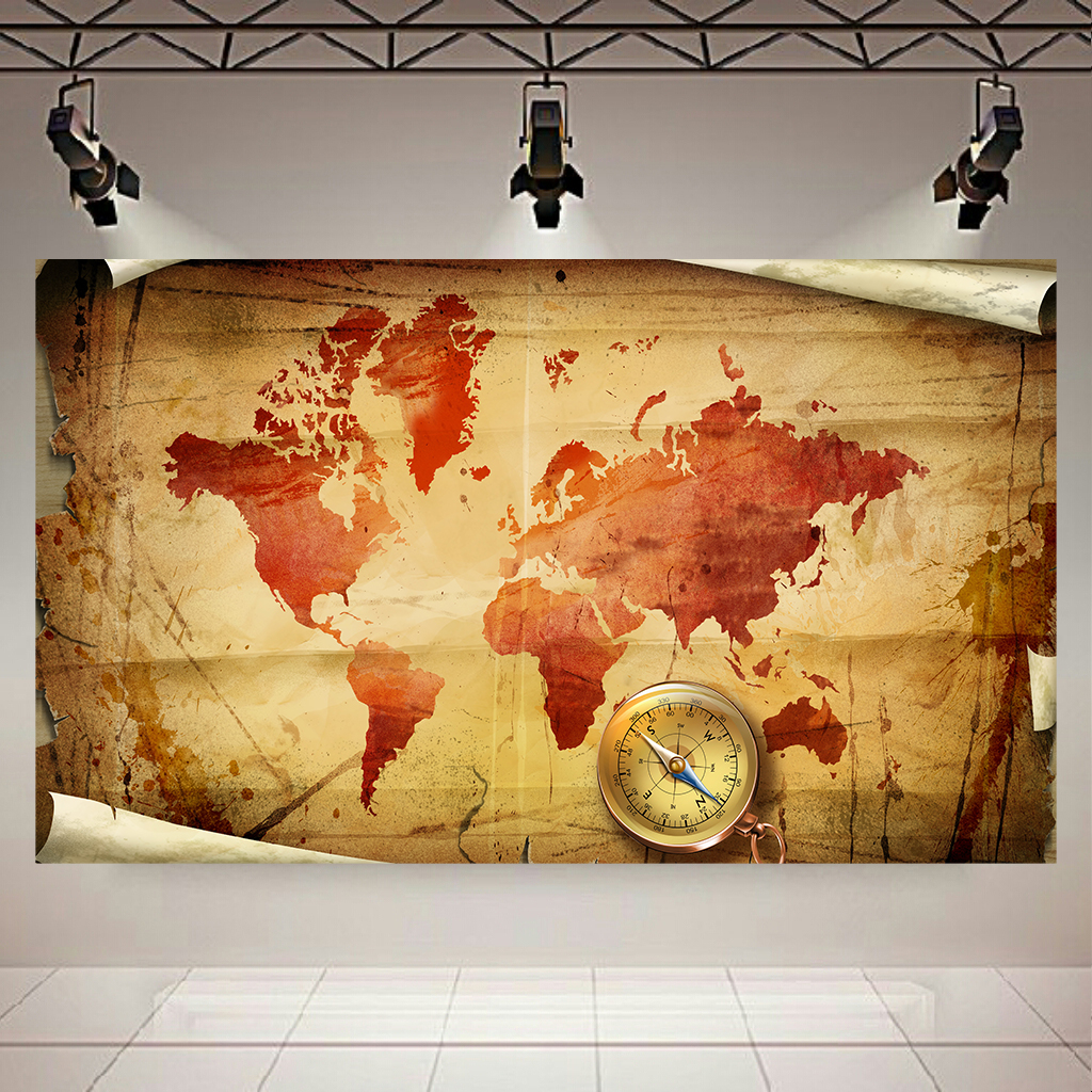 تابلو بوم طرح نقشه جهان آنتیک کد AR6230