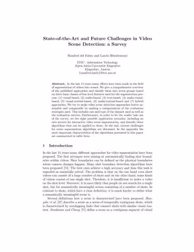 خرید و دانلود نسخه کامل کتاب State-of-the-art and future challenges in video scene detection: a survey