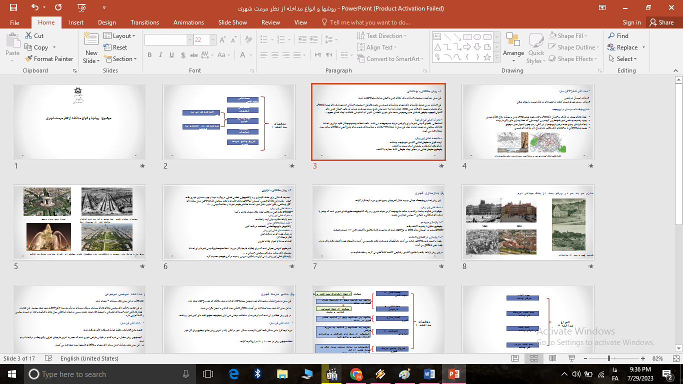 پاورپوینت روشها و انواع مداخله از نظر مرمت شهری