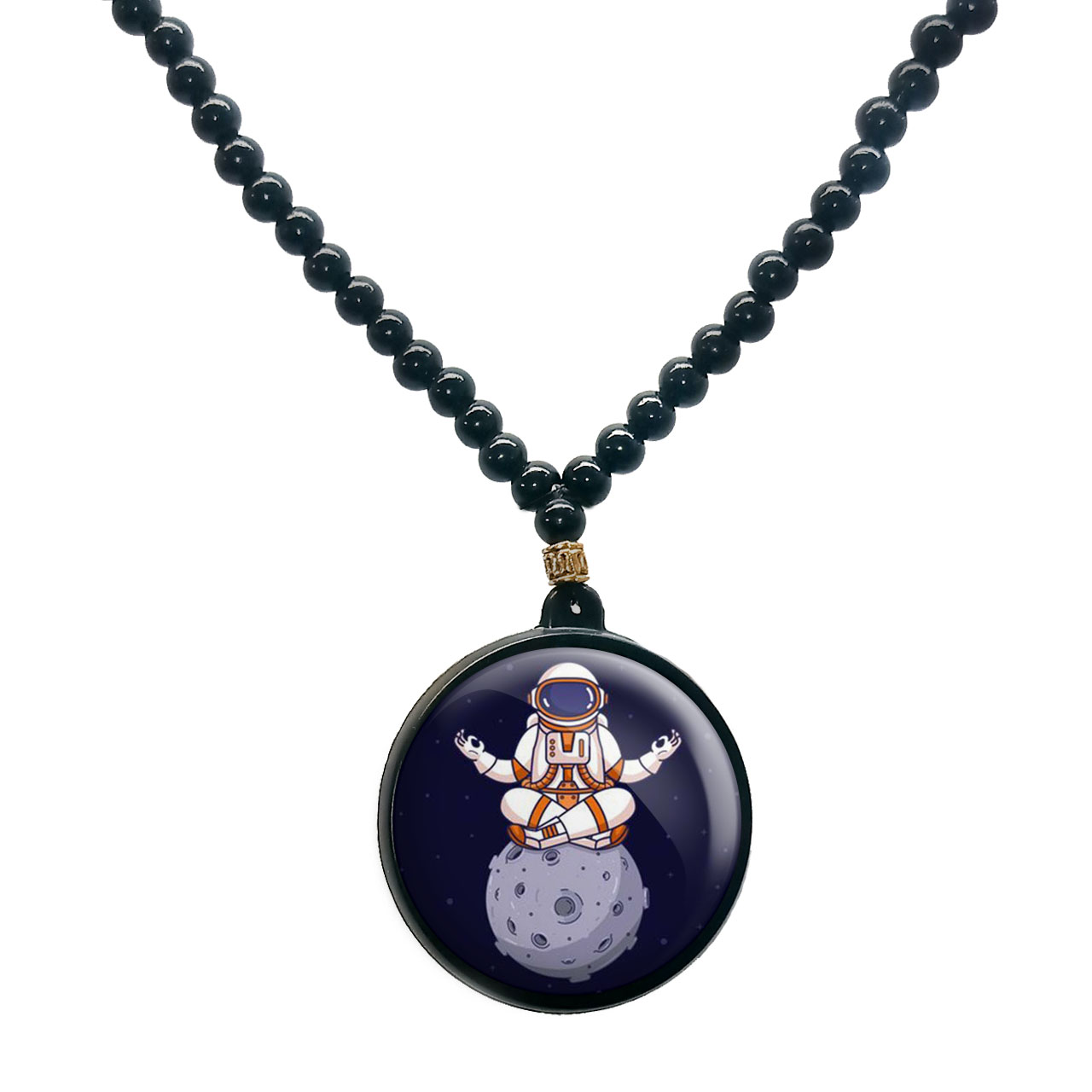 گردنبند پرمانه طرح فضانورد کد pmd.10349 مدل دو طرفه