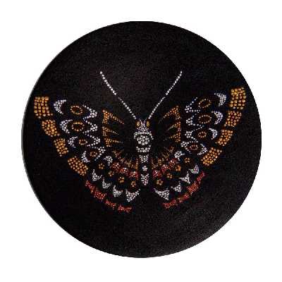 بشقاب دیوار کوب سفالی طرح گل و پروانه کد FSD01  مجموعه دو عددی