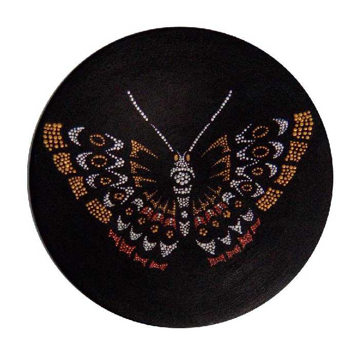 بشقاب دیوار کوب سفالی طرح گل و پروانه کد FSD01  مجموعه دو عددی