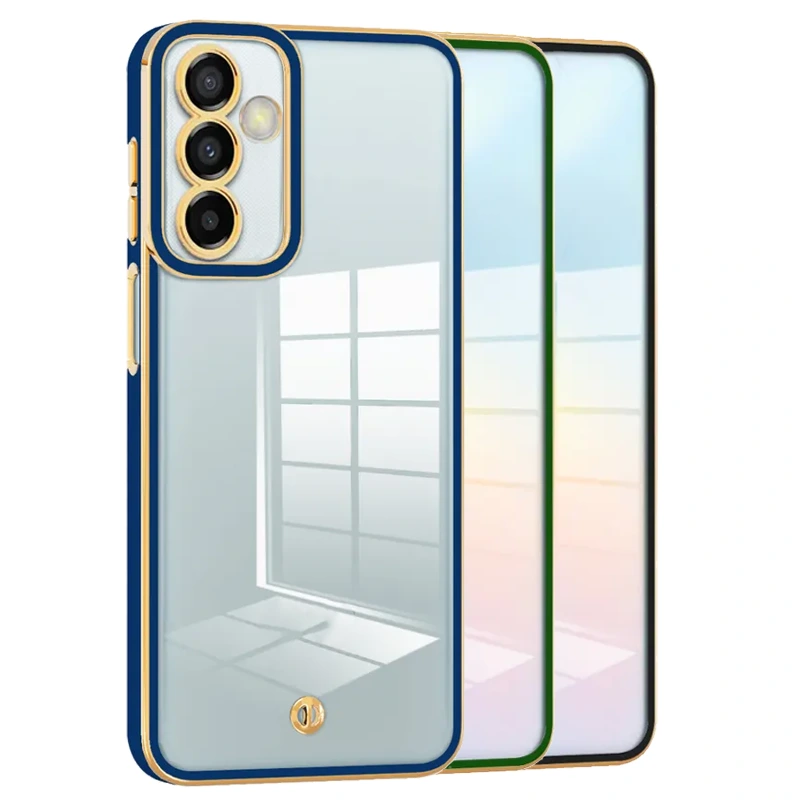 قاب اورجینال الکتروپلیتینگ Samsung Galaxy M13 4G مدل دور طلایی پشت شفاف