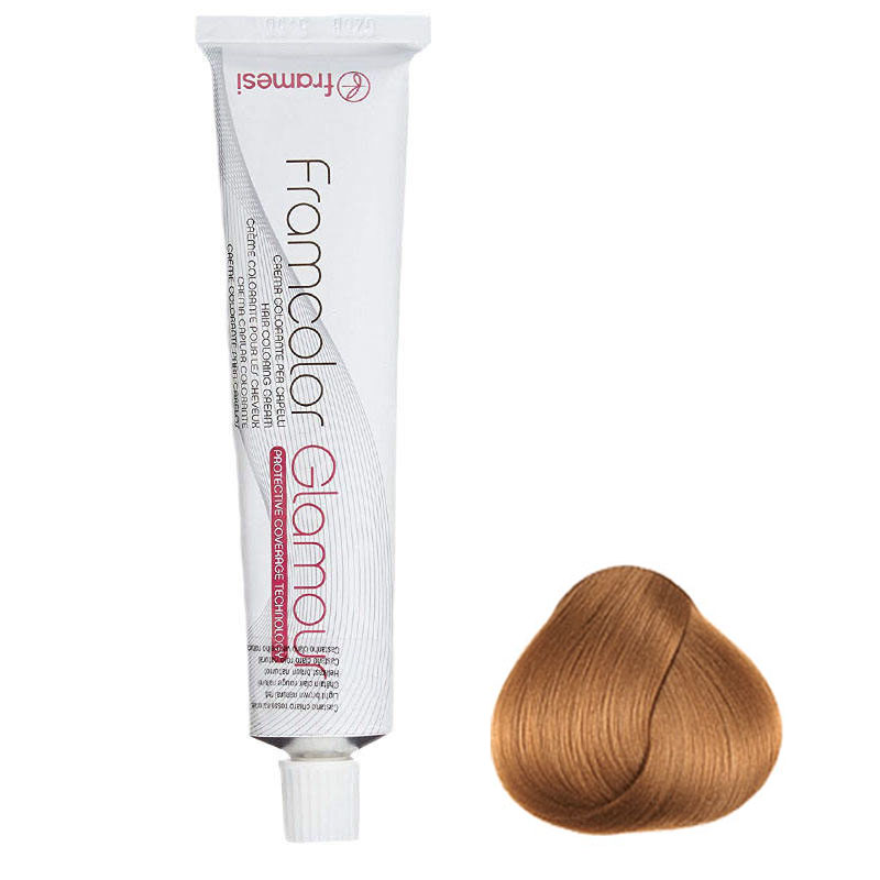 رنگ مو فرامسی مدل glamour شماره 834 حجم 100 میلی لیتر رنگ بلوند مسی طلایی روشن