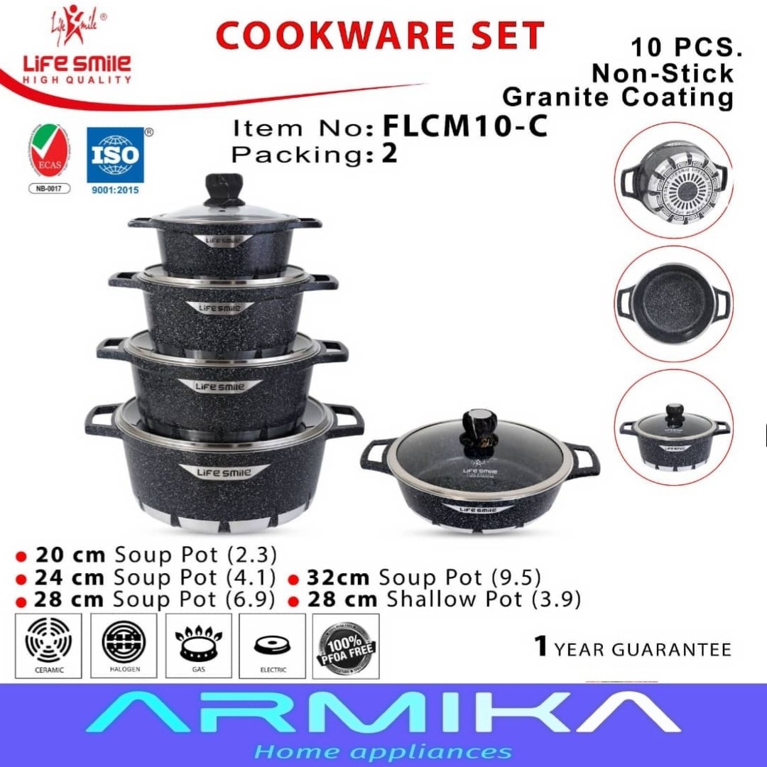 سرویس قابلمه گرانیتی 10 پارچه لایف اسمایل مدل FLCM10

