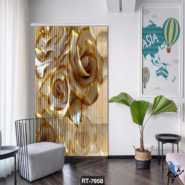 پرده شرشره تصویری طرح گل RT7958