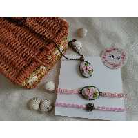 ست دستبند و گردنبند گلدوزی کد 31