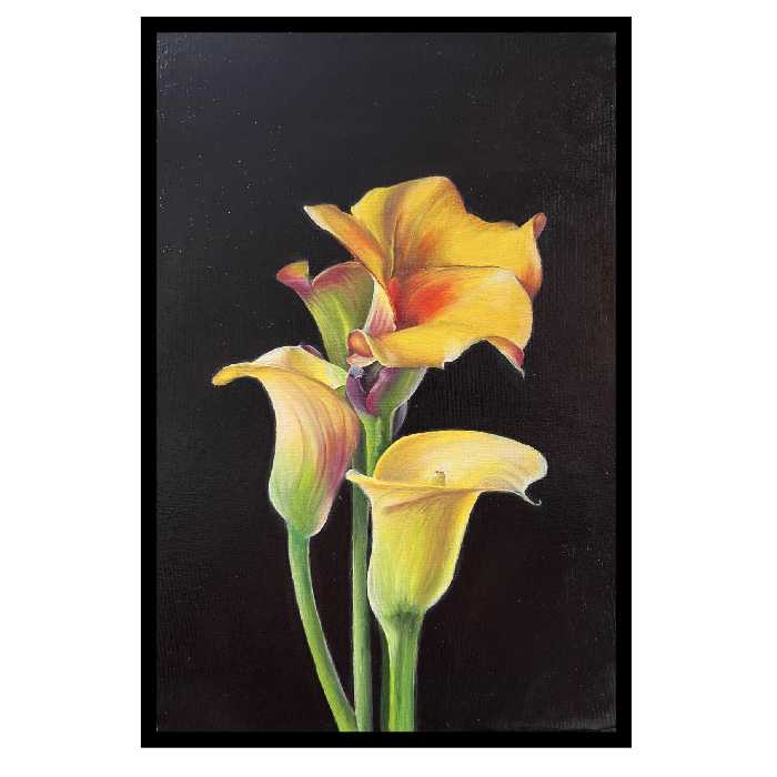 تابلو نقاشی رنگ روغن طرح گل شیپوری مدل رئالیسم کد 0013