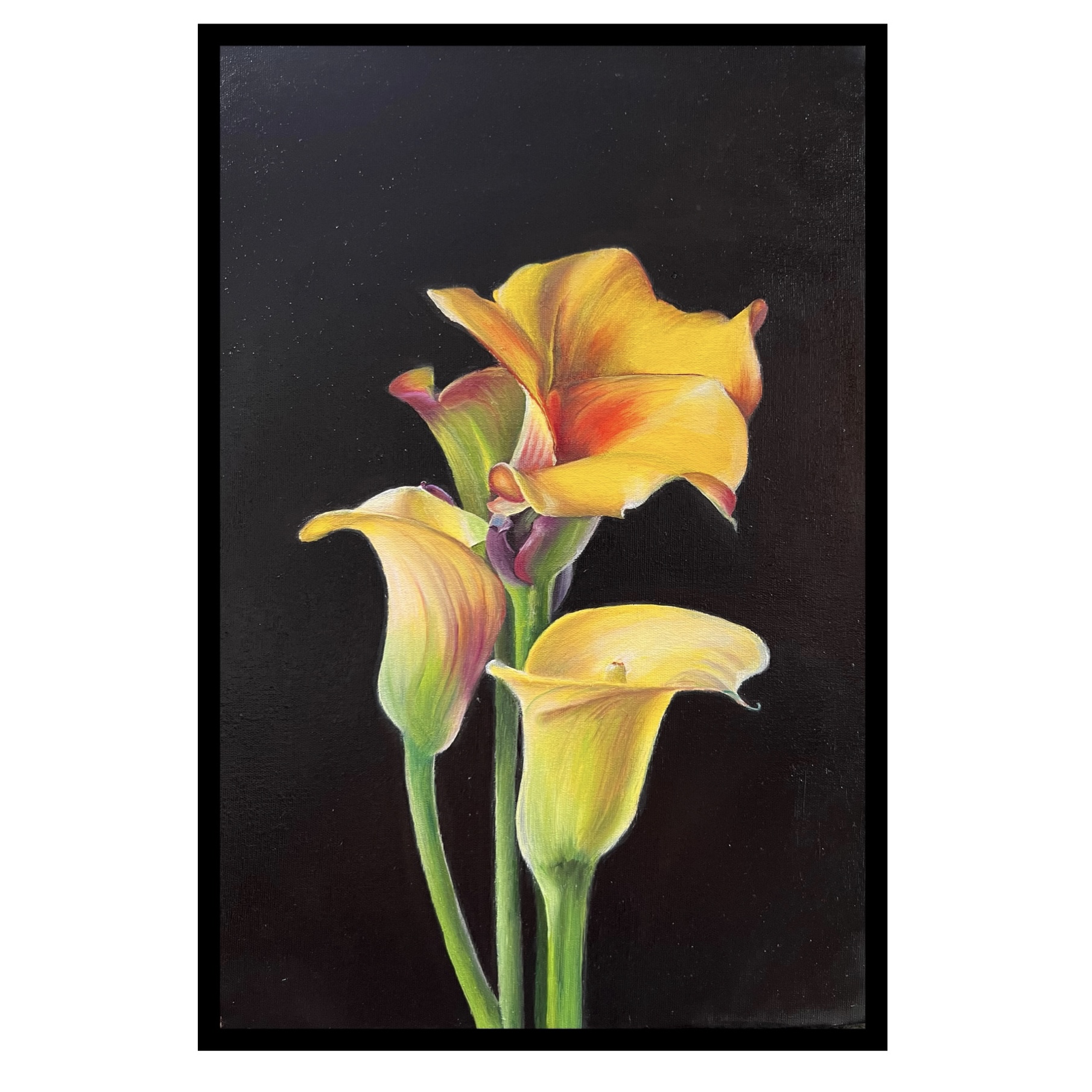 تابلو نقاشی رنگ روغن طرح گل شیپوری مدل رئالیسم کد 0013