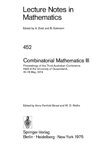 خرید و دانلود نسخه کامل کتاب Combinatorial Mathematics III