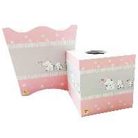 ست سطل و جا دستمالی طرح فیل صورتی