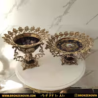ست پذیرایی میوه خوری برنز و شیرینی خوری برنز مدل گل رز کذ 5709