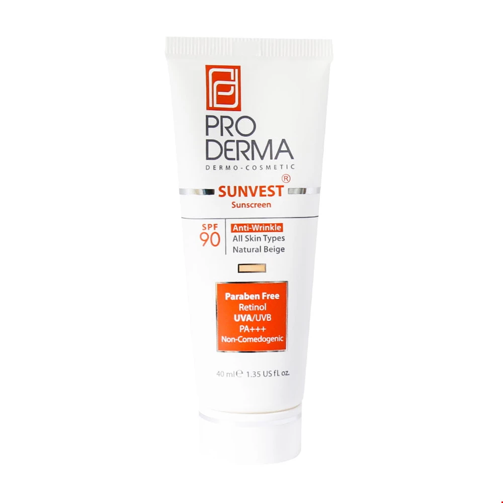 کرم ضد آفتاب و ضد چروک SPF90 مناسب انواع پوست فاقد رنگ پرودرما 40 میلی لیتری