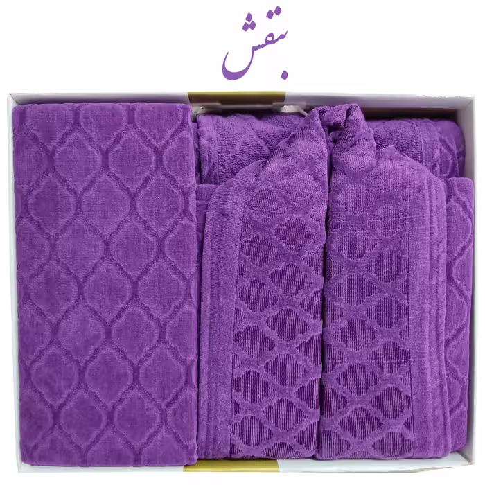 سرویس حوله پالتویی 3 تکه وارول مدل لوزی 
