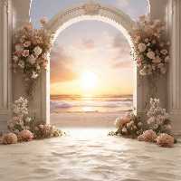 بک دراپ عکاسی ساحل با گلهای سفید | گرافیک با طعم تربچه