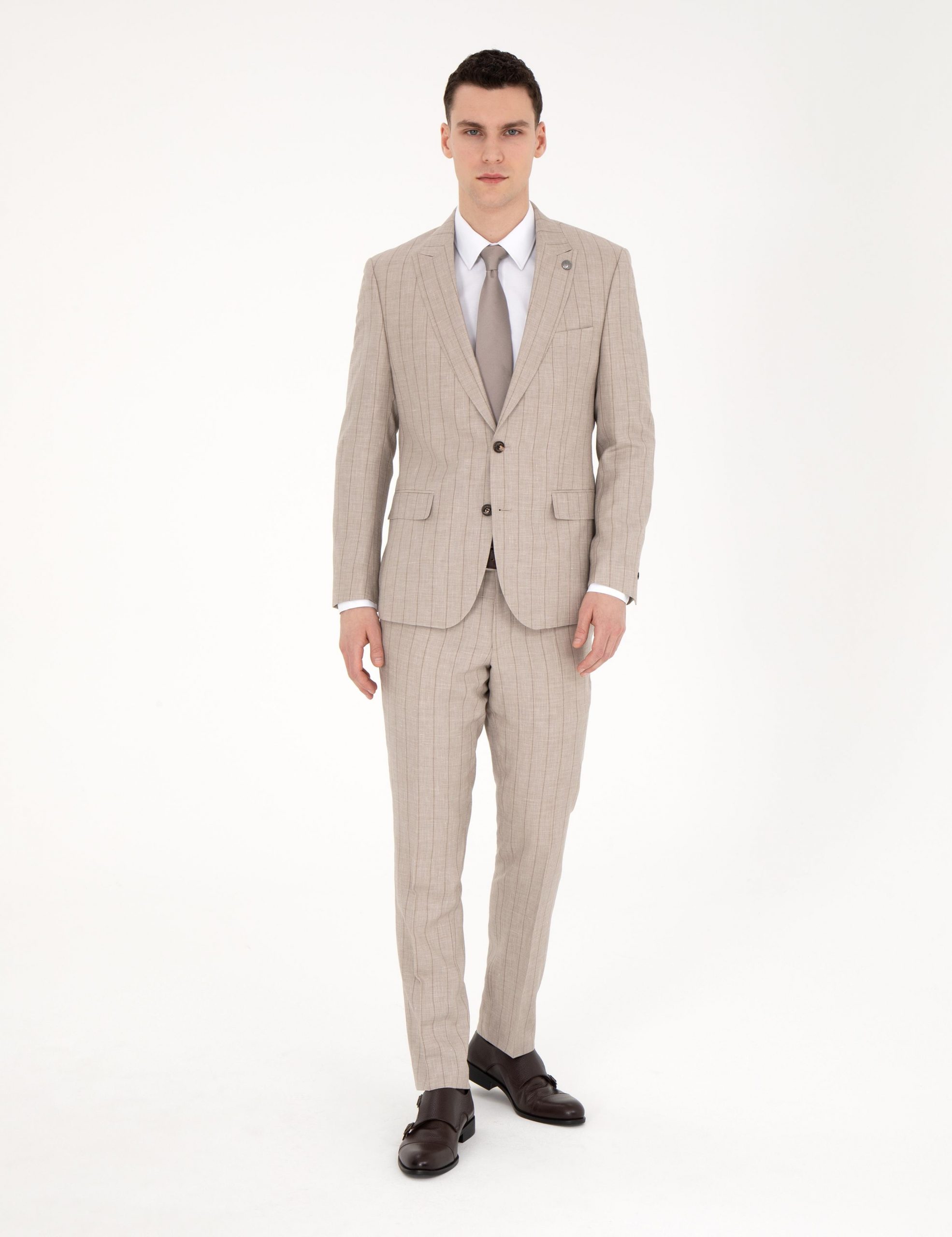 کت و شلوار مردانه بژ پیرکاردین - فروشگاه لباس شهرمون