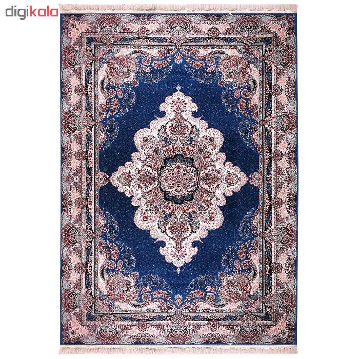 فرش ماشینی زمرد مشهد مدل گلایل زمینه آبی