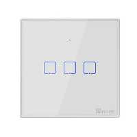 كليد لمسی سه پل سفید سونوف با قابليت كنترل توسط ريموت RF مدل T2EU3C-TX