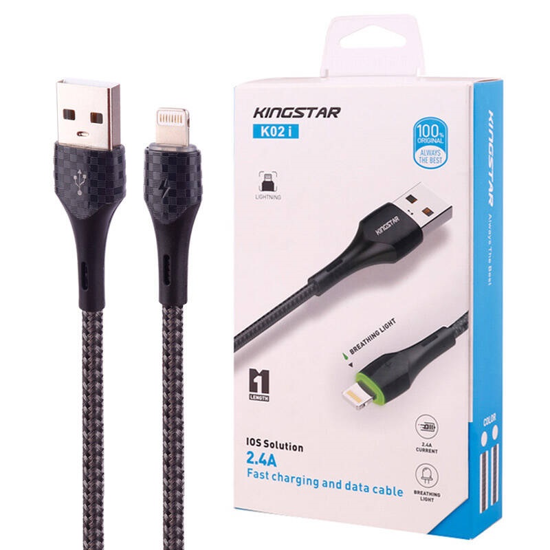 کابل آیفونی فست شارژ KingStar K02i 2.4A 1m