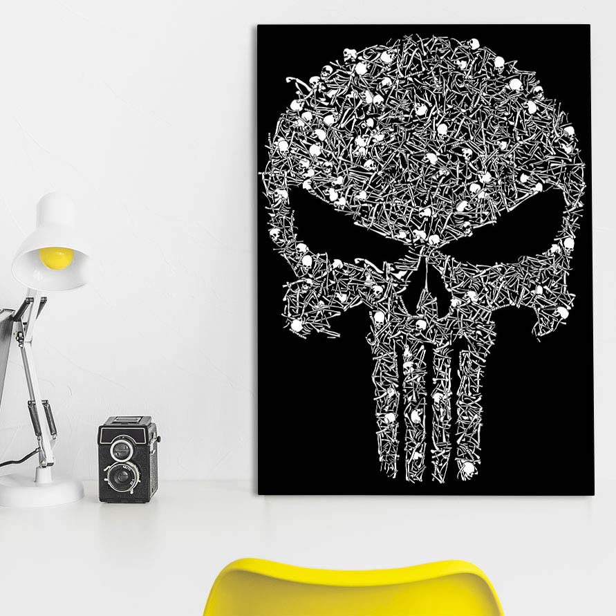 تابلو شاسی گالری استاربوی طرح Punisher مدل هنری 389