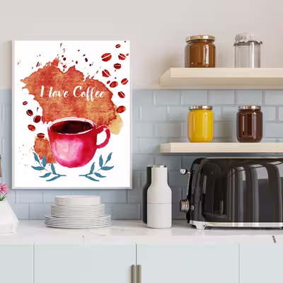 تابلو مدل دکوراتیو طرح i love coffee کد 0570